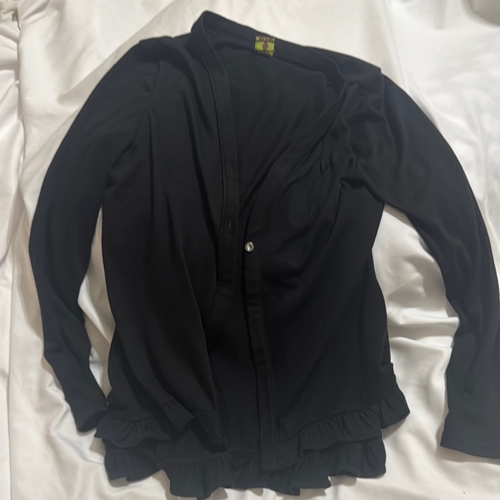 24/7 Comfort Apparel Black Ruffle Jacket